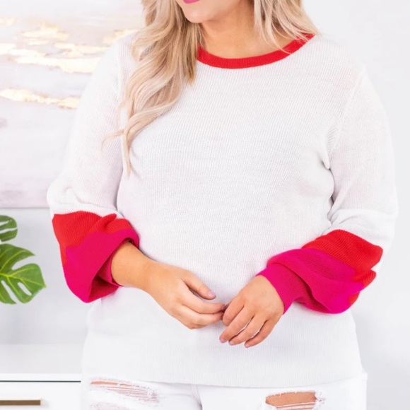 NWT Andree sweater with pink and red sleeve - Picture 1 of 4